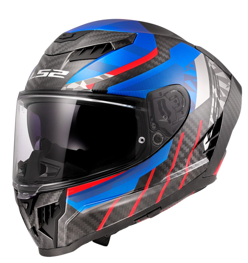 LS2 FF807 DRAGON CARBON TRAX BLU ROSSO