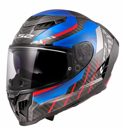 LS2 FF807 DRAGON CARBON TRAX BLU ROSSO